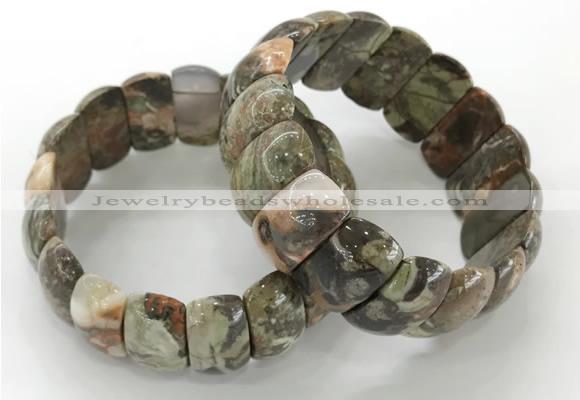 CGB3249 7.5 inches 12*25mm oval rainforest agate bracelets