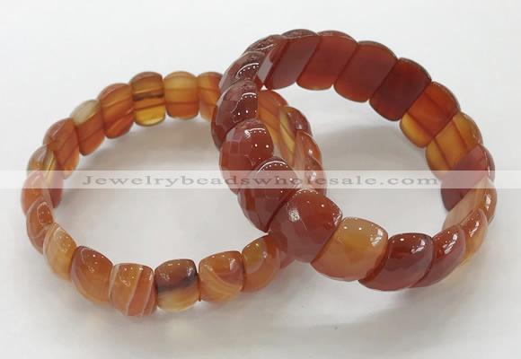 CGB3298 7.5 inches 10*20mm faceted oval red agate bracelets