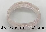 CGB3421 7.5 inches 12*15mm faceted rectangle rose quartz bracelets