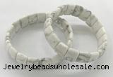 CGB3428 7.5 inches 12*15mm faceted rectangle white howlite bracelets