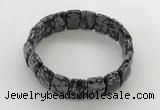 CGB3437 7.5 inches 12*15mm faceted rectangle snowflake obsidian bracelets