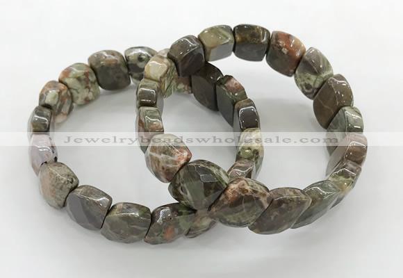 CGB3444 7.5 inches 10*15mm faceted marquise rainforest agate bracelets