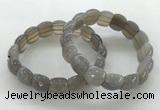 CGB3465 7.5 inches 10*14mm faceted oval grey agate bracelets