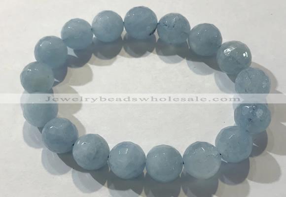 CGB4038 7.5 inches 11mm faceted round aquamarine beaded bracelets