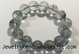 CGB4048 7.5 inches 15mm round green phantom quartz beaded bracelets