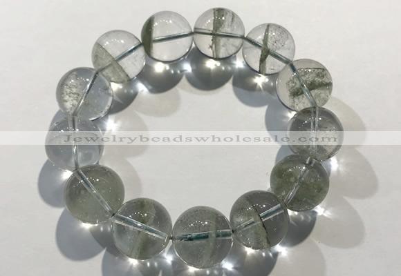 CGB4049 7.5 inches 17mm round green phantom quartz beaded bracelets