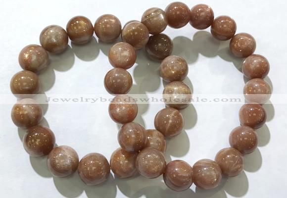 CGB4067 7.5 inches 12mm round sunstone beaded bracelets