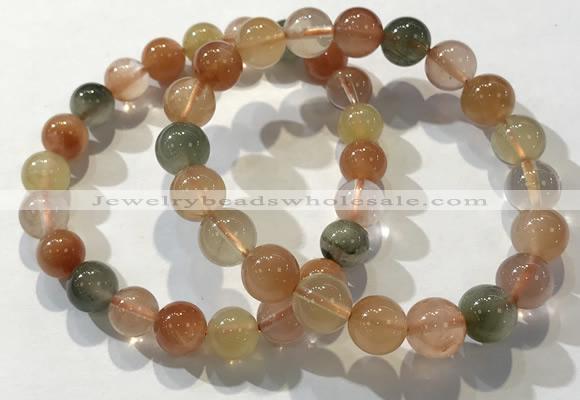 CGB4072 7.5 inches 9mm round mixed rutilated quartz beaded bracelets