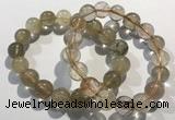 CGB4081 7.5 inches 12mm round golden rutilated quartz beaded bracelets