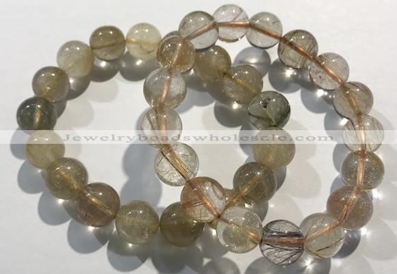 CGB4081 7.5 inches 12mm round golden rutilated quartz beaded bracelets