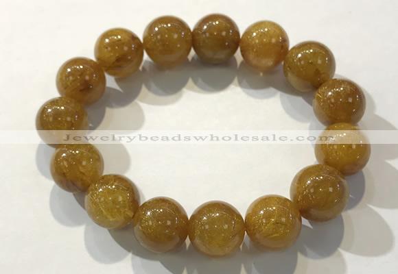 CGB4088 7.5 inches 15mm round golden rutilated quartz beaded bracelets