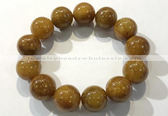 CGB4090 7.5 inches 18mm round golden rutilated quartz beaded bracelets