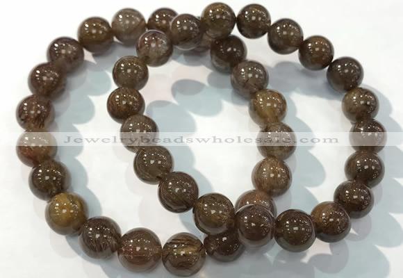 CGB4095 7.5 inches 10mm round rutilated quartz beaded bracelets