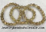 CGB4115 7.5 inches 8mm - 9mm round golden rutilated quartz beaded bracelets