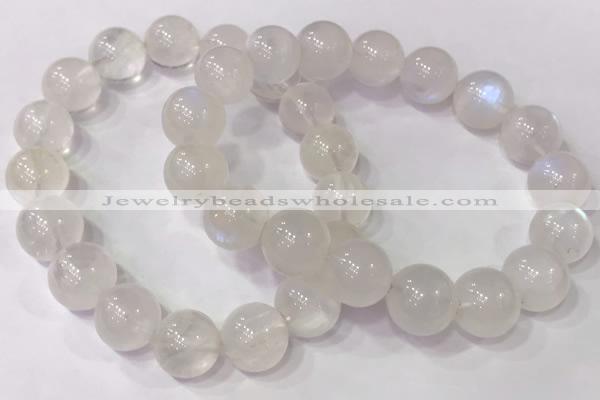 CGB4514 7.5 inches 12mm round white moonstone beaded bracelets