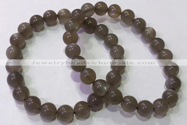 CGB4524 7.5 inches 8mm round grey moonstone beaded bracelets