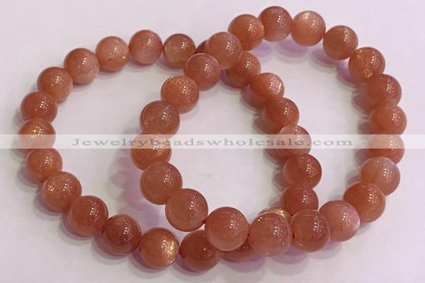 CGB4539 7.5 inches 9mm round golden sunstone beaded bracelets