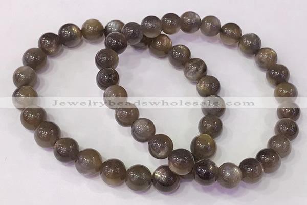 CGB4552 7.5 inches 7mm - 8mm round black sunstone beaded bracelets