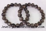 CGB4554 7.5 inches 11mm - 12mm round black sunstone beaded bracelets