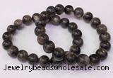 CGB4557 7.5 inches 10mm - 11mm round black sunstone beaded bracelets