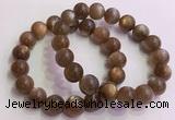 CGB4566 7.5 inches 12mm round golden sunstone beaded bracelets