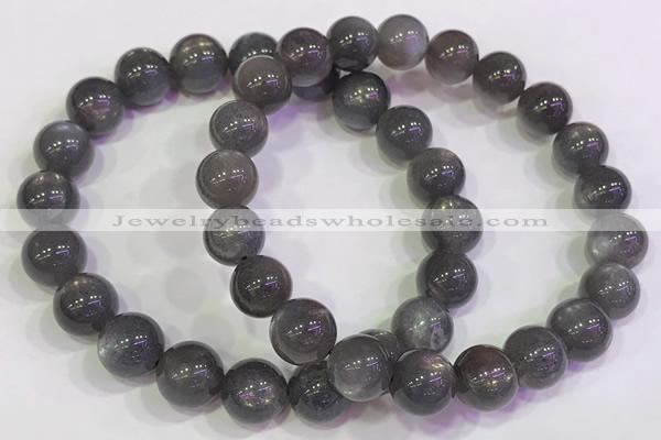 CGB4582 7.5 inches 9mm - 10mm round black sunstone beaded bracelets