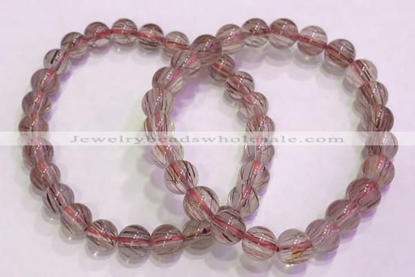 CGB4637 7mm - 8mm round red rutilated quartz beaded bracelets