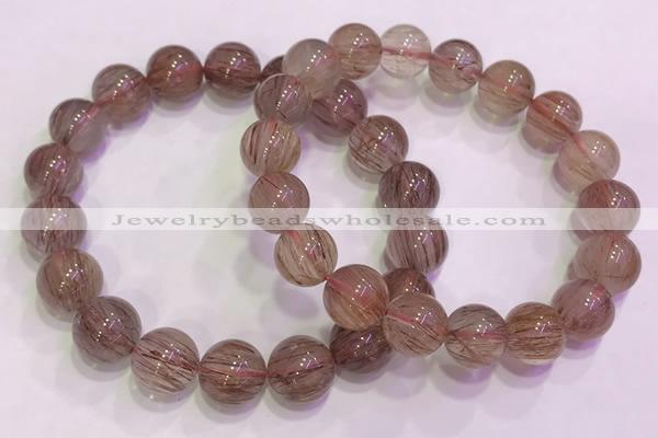 CGB4639 12mm round red rutilated quartz beaded bracelets