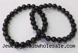 CGB4651 7mm - 8mm round black rutilated quartz beaded bracelets