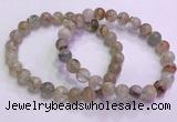 CGB4672 7mm - 8mm round green phantom quartz beaded bracelets