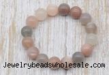 CGB5315 10mm, 12mm round moonstone beads stretchy bracelets