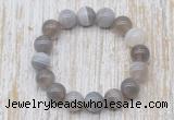 CGB5332 10mm, 12mm round grey banded agate beads stretchy bracelets