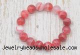 CGB5335 10mm, 12mm round red banded agate beads stretchy bracelets