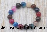 CGB5340 10mm, 12mm round colorful banded agate beads stretchy bracelets