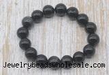 CGB5341 10mm, 12mm round black banded agate beads stretchy bracelets