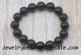 CGB5346 10mm, 12mm round black agate beads stretchy bracelets