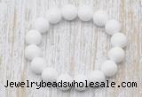 CGB5358 10mm, 12mm round white candy jade beads stretchy bracelets