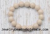 CGB5370 10mm, 12mm round white fossil jasper beads stretchy bracelets