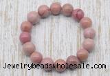 CGB5371 10mm, 12mm round pink wooden jasper beads stretchy bracelets