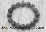 CGB5381 10mm, 12mm round black water jasper beads stretchy bracelets