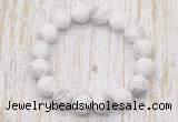 CGB5500 10mm, 12mm round matte white howlite beads stretchy bracelets