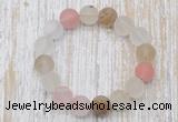 CGB5501 10mm, 12mm round matte volcano cherry quartz beads stretchy bracelets