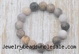 CGB5503 10mm, 12mm round matte bamboo leaf agate beads stretchy bracelets