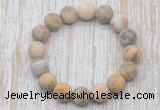 CGB5504 10mm, 12mm round matte yellow crazy lace agate beads stretchy bracelets