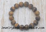 CGB5508 10mm, 12mm round matte yellow tiger eye beads stretchy bracelets