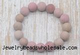 CGB5510 10mm, 12mm round matte pink wooden jasper beads stretchy bracelets