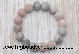 CGB5514 10mm, 12mm round matte pink zebra jasper beads stretchy bracelets