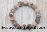 CGB5515 10mm, 12mm round matte zebra jasper beads stretchy bracelets