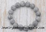 CGB5517 10mm, 12mm round matte grey picture jasper beads stretchy bracelets