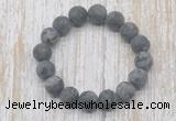 CGB5520 10mm, 12mm round matte black labradorite beads stretchy bracelets